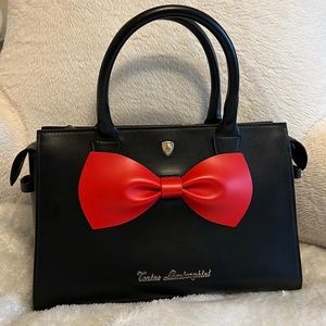 Black Lamborghini Fiocco Bag with Red Bow